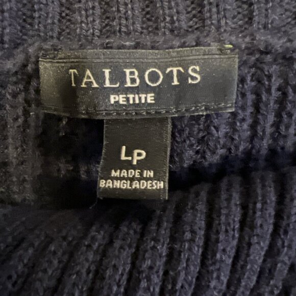 Talbots Knit Sweater Women’s Size L Petite Blue Cotton Blend Casual Coastal - Picture 5 of 10